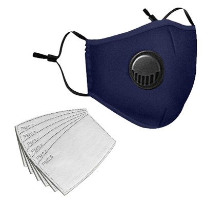 PM2.5M: Masque en Coton Lavable Avec Filtres en Carbone 2 Bleu