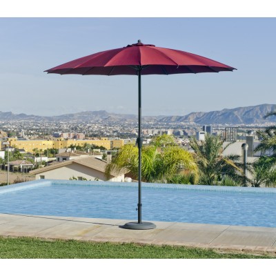 Grand Parasol De Jardin ESTEP  en ALUMINIUM MAT GRIS Toile BORDEAUX