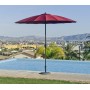 Grand Parasol De Jardin ESTEP  en ALUMINIUM MAT GRIS Toile BORDEAUX