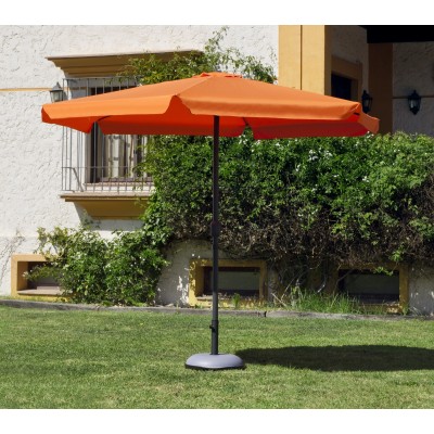 Grand Parasol De Jardin CARAC  en ALUMINIUM MAT GRIS FONCE Toile ORANGE