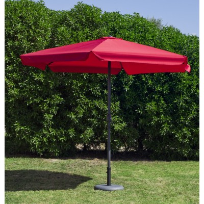 Grand Parasol De Jardin CARAC  en ALUMINIUM MAT GRIS FONCE Toile ROUGE