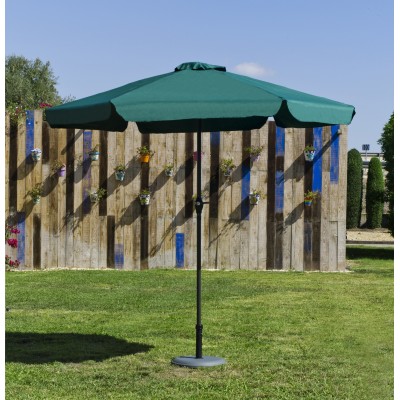 Grand Parasol De Jardin CARAC  en ALUMINIUM MAT GRIS FONCE Toile VERTE
