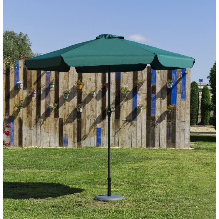 Grand Parasol De Jardin CARAC  en ALUMINIUM MAT GRIS FONCE Toile VERTE