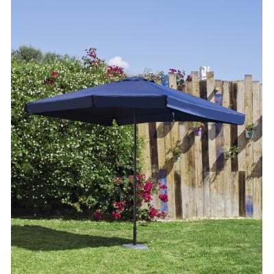 Grand Parasol De Jardin CARAC  en ALUMINIUM MAT GRIS FONCE Toile BLEUE