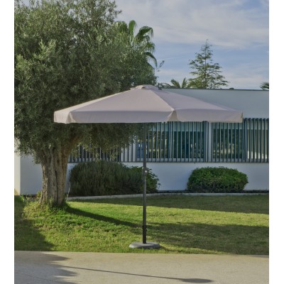 Grand Parasol De Jardin CARAC  en ALUMINIUM MAT GRIS FONCE Toile BEIGE