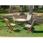 Set Salon De Jardin A Manger BERNA - MELRO  en ACIER ET MOSAIQUE STRUCTURE ACIER PLATEAU MOSAIQUE Coussins couleur  ECRU ALBA
