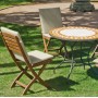 Set Salon De Jardin A Manger BERNA - MELRO  en ACIER ET MOSAIQUE STRUCTURE ACIER PLATEAU MOSAIQUE Coussins couleur  ECRU ALBA