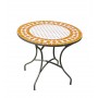 Set Salon De Jardin A Manger BERNA - MELRO  en ACIER ET MOSAIQUE STRUCTURE ACIER PLATEAU MOSAIQUE Coussins couleur  ECRU ALBA