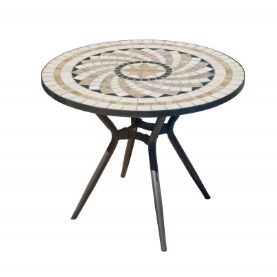 Table De Jardin SHIFA  en ACIER ET MOSAIQUE STRUCTURE ACIER PLATEAU MOSAIQUE