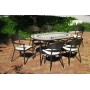 Set Salon De Jardin A Manger OASIS - BAIRO  en ACIER ET MOSAIQUE STRUCTURE ACIER PLATEAU MOSAIQUE Coussins couleur  ECRU ALBA
