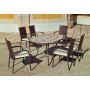 Set Salon De Jardin A Manger LUANA - BERGA  en ACIER ET MOSAIQUE STRUCTURE ACIER PLATEAU MOSAIQUE Coussins couleur  ECRU ALBA