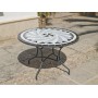 Set Salon De Jardin A Manger LARA - AMPUR  en ACIER ET MOSAIQUE STRUCTURE ACIER PLATEAU MOSAIQUE Coussins couleur  ECRU ALBA