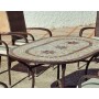 Set Salon De Jardin A Manger LUANA - BERGA  en ACIER ET MOSAIQUE STRUCTURE ACIER PLATEAU MOSAIQUE Coussins couleur  ECRU ALBA