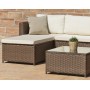 Salon De Jardin Sofa SICIL  en ACIER Résine tressée marron Coussins couleur  BLANC ANAIS