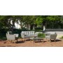Salon De Jardin Sofa MERID  en ACIER Résine tressée beige grise Coussins couleur  GRIS MARILAND