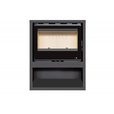 INSERT POÊLE A BOIS AVEC SUPPORT BOX Classic Vision modèle SL-140VBOX porte Battante puissance 13kW TERMOFOC ventilation
