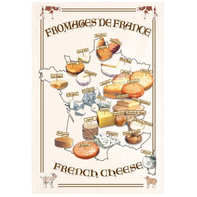 Torchon Carte Fromages Ecru 72 X 48