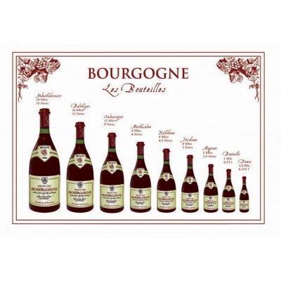 Torchon Bouteille Bourgogne Blanc 72 X 48
