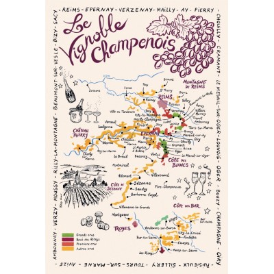 Torchon Carte de La Champagne Ecru