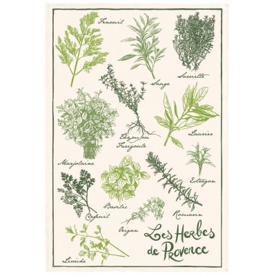 Torchon Imprimé Les herbes de provence Ecru 48 x 72