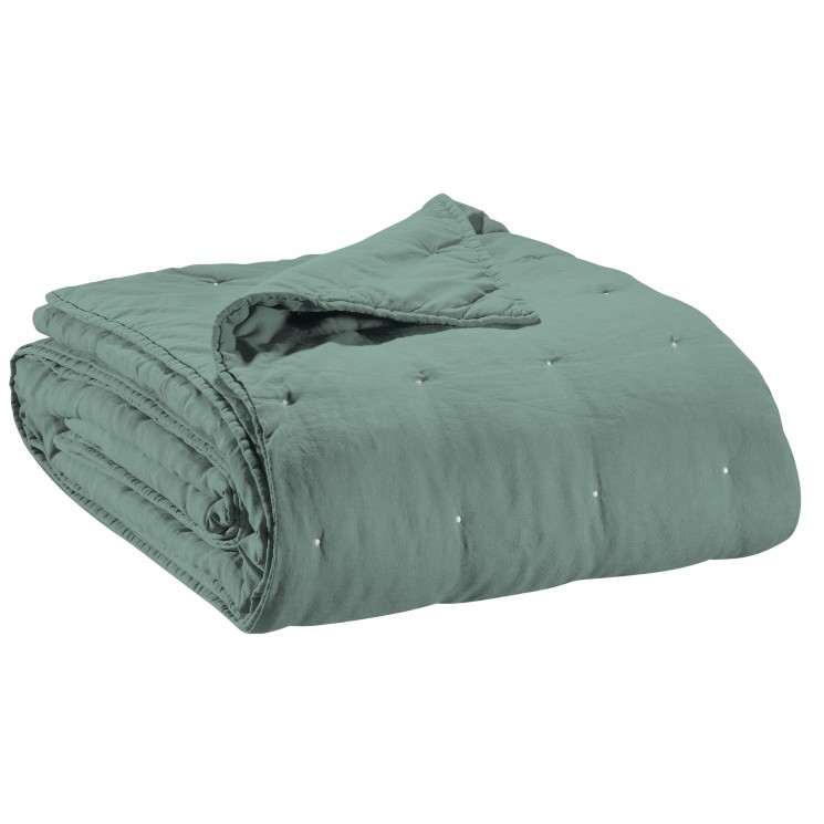 Jeté de lit stonewashed Zeff Vert de gris 240 x 260