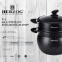 Herzog HR-CP11M: Pot à couscous à revêtement en pierre d'aluminium 11L
