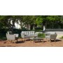 Salon de jardin Sofa MERIDIEN-7 Finition RESINE TRESSEE GRISE Tissus GRIS CLAIR MARILAND DRALON de 4 places