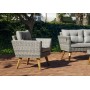 Salon de jardin Sofa MERIDIEN-7 Finition RESINE TRESSEE GRISE Tissus GRIS CLAIR MARILAND DRALON de 4 places