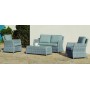 Salon de jardin Sofa ALABAMA-7 Finition RESINE TRESSEE GRISE Tissus GRIS CLAIR MARILAND DRALON de 4 à 5 places