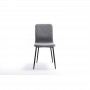 A10937 - Lot de 2 chaises en tissu avec pieds en métal noir - Gris