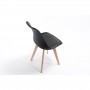 A8026 - Lots de 2 chaises scandinaves en polypropylène coussin simili pieds en bois - Noir