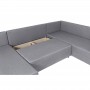 STELA - Canapé d'angle panoramique convertible en tissu - Gris clair