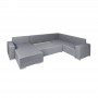 STELA - Canapé d'angle panoramique convertible en tissu - Gris clair