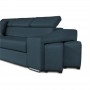 STILO - Canapé d'angle réversible, convertible avec coffre et 2 poufs en tissu - Bleu pétrole