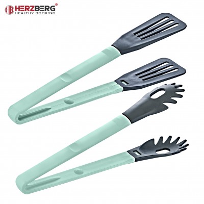 Herzberg Cooking HG-2N1CK4BLU: Pince à vaisselle 2 en 1 en nylon bleu