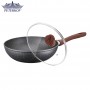 Peterhof PH-25325-28 : Wok de revêtement en marbre de 28 cm avec couvercle en verre