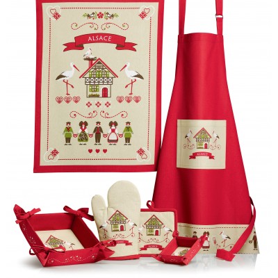Tablier de cuisine Hisla Rouge/Ecru 72 x 85