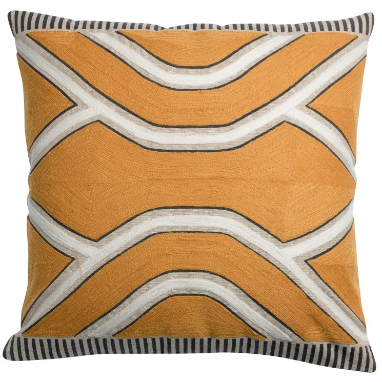 Coussin Johan brodé Ocre 45 x 45