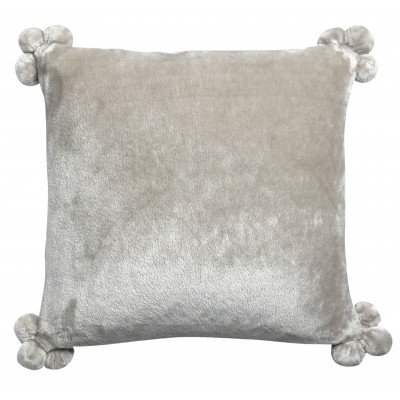 Coussin Tender pompons Perle 45 x 45