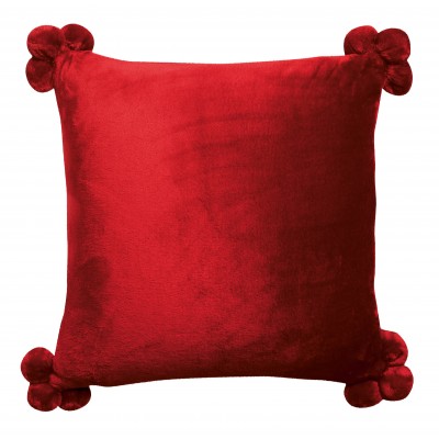 Coussin Tender pompons Rubis 45 x 45