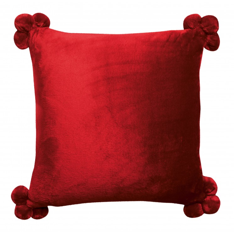 Coussin Tender pompons Rubis 45 x 45