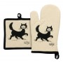 Gant de cuisine + Manique Dubout Chat Balade Beige 18 x 28