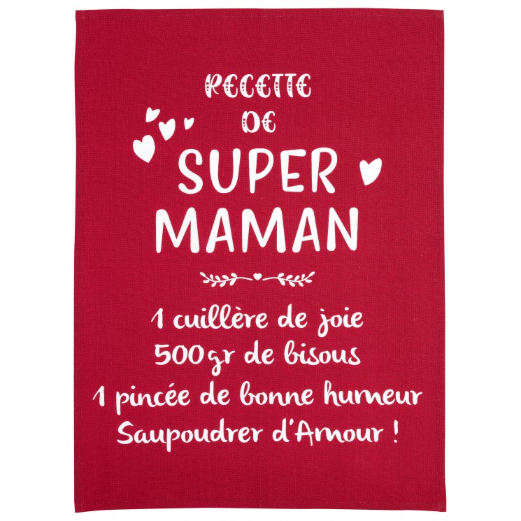 Torchon Message Super Maman Rouge 50 x 70