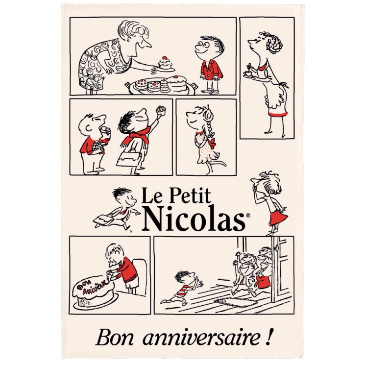 Torchon Petit Nicolas L'anniversaire Ecru 48 x 72