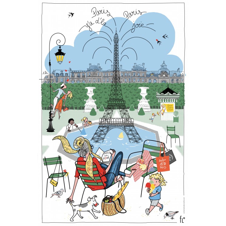 Torchon Les jardins parisiens Blanc 48 x 72