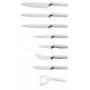 Royalty Line Ensemble de 7 couteaux à revêtement antiadhésif avec éplucheur-blanc