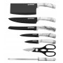 Herzberg HG-MSN8STN: Ensemble de 8 couteaux avec support en acrylique - Pierre