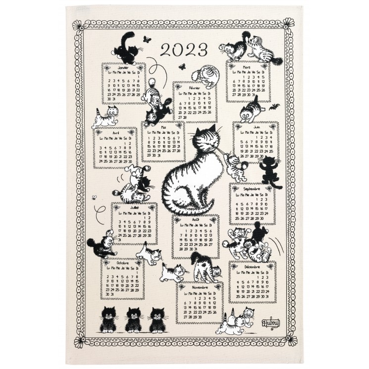 Torchon Dubout Calendrier Chatons 2023 Ecru 48 x 72