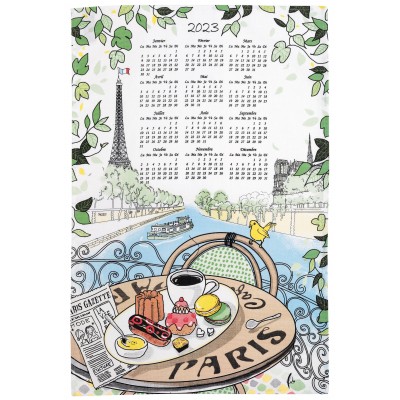 Torchon Café gourmand Calendrier 2023 Blanc 48 x 72