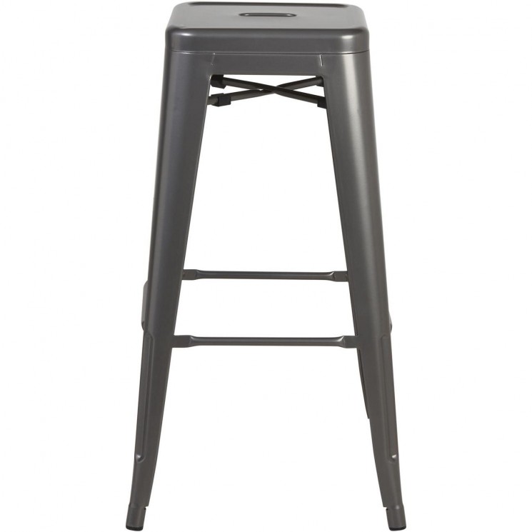 Tabouret de bar 70103GR - JAKE Gris - Lot de 2